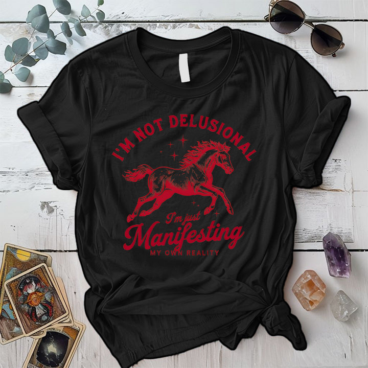 Im Not Delusional Horse T Shirt Black Mockup