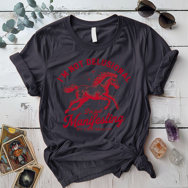 Im Not Delusional Horse T Shirt Dark Heather Grey Mockup