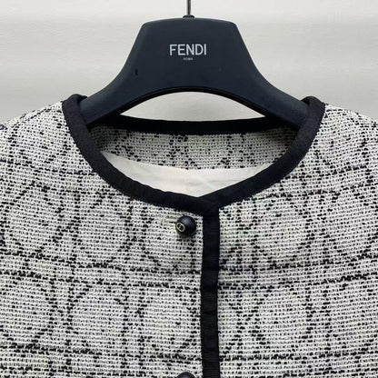 Dior Tweed Jacket Gray Black Cotton Polyester