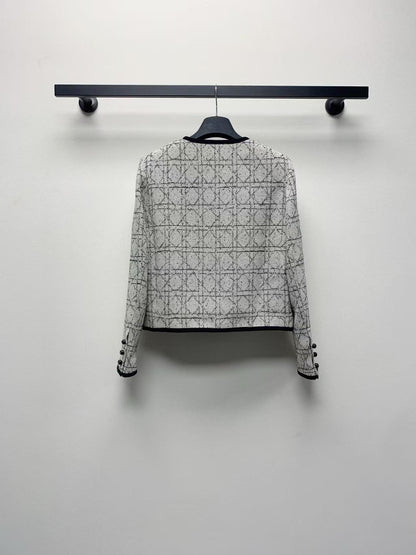 Dior Tweed Jacket Gray Black Cotton Polyester