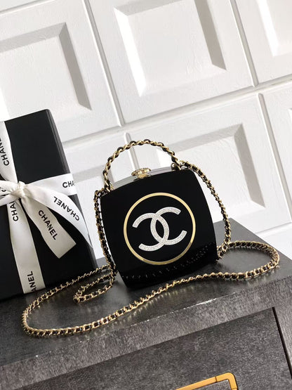 Chanel 25 Minaudière Makeup Palette Bag Black mix Colors Plexiglass