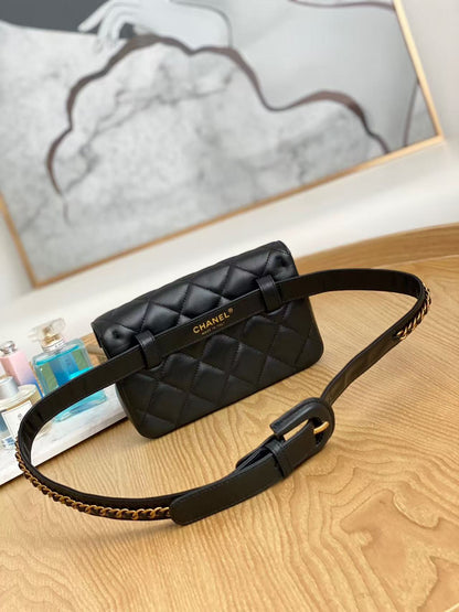 Chanel Belt Bag Black Gold Hardware Lambskin