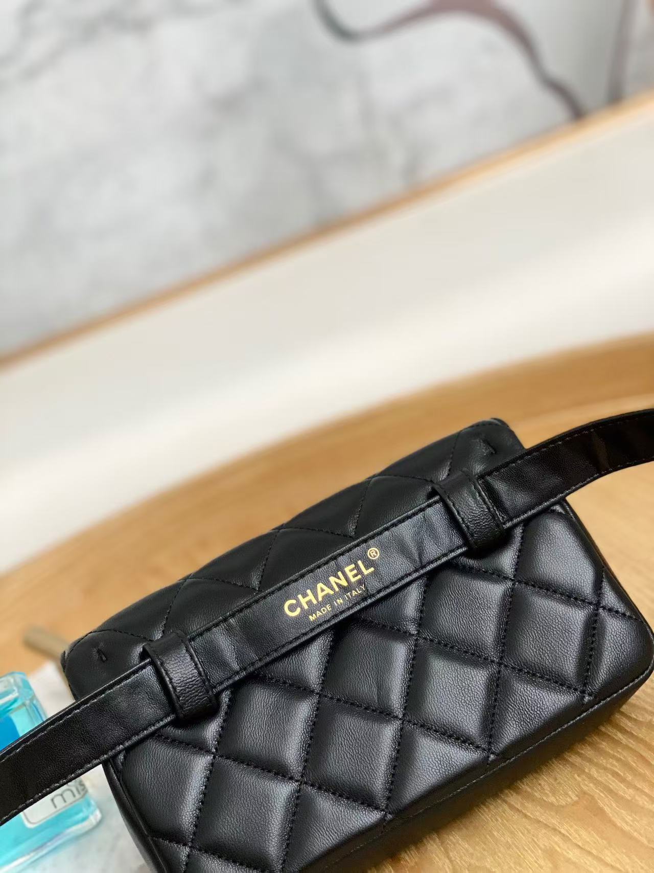 Chanel Belt Bag Black Gold Hardware Lambskin