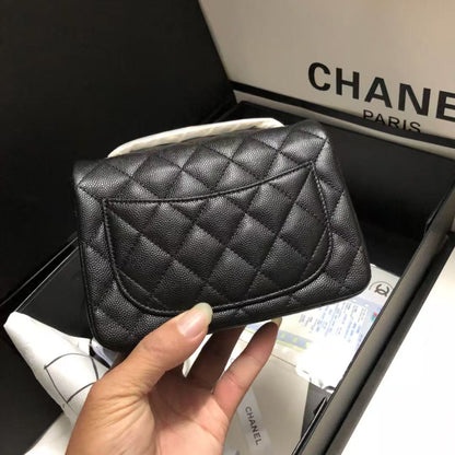 Chanel 2025 Square Flap Bag Black With Gold-tone Hardware Caviar Leather