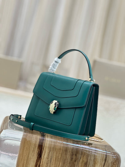 Bvlgari 2025 Serpenti Forever Bag 18cm Emerald Green Calfskin
