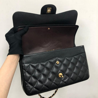 MEDIUM FLAP BAG 25CM BLACK CAVIAR GOLD HARDWARE