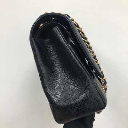 MEDIUM FLAP BAG 25CM BLACK CAVIAR GOLD HARDWARE
