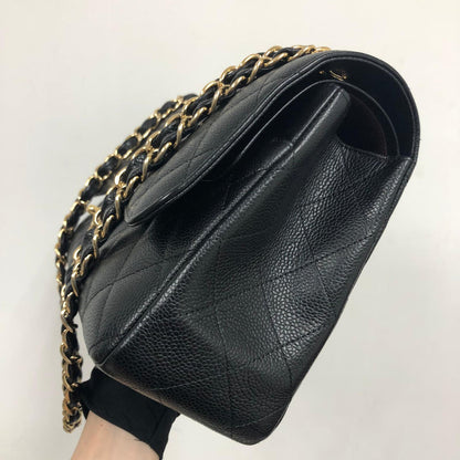 MEDIUM FLAP BAG 25CM BLACK CAVIAR GOLD HARDWARE