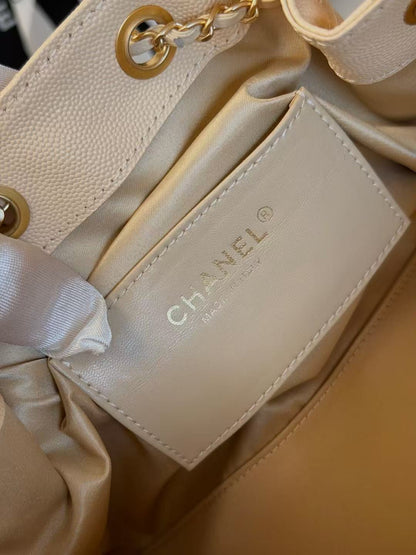 CC 25C Hobo Bags 30cm Light Apricot Grained Calfskin