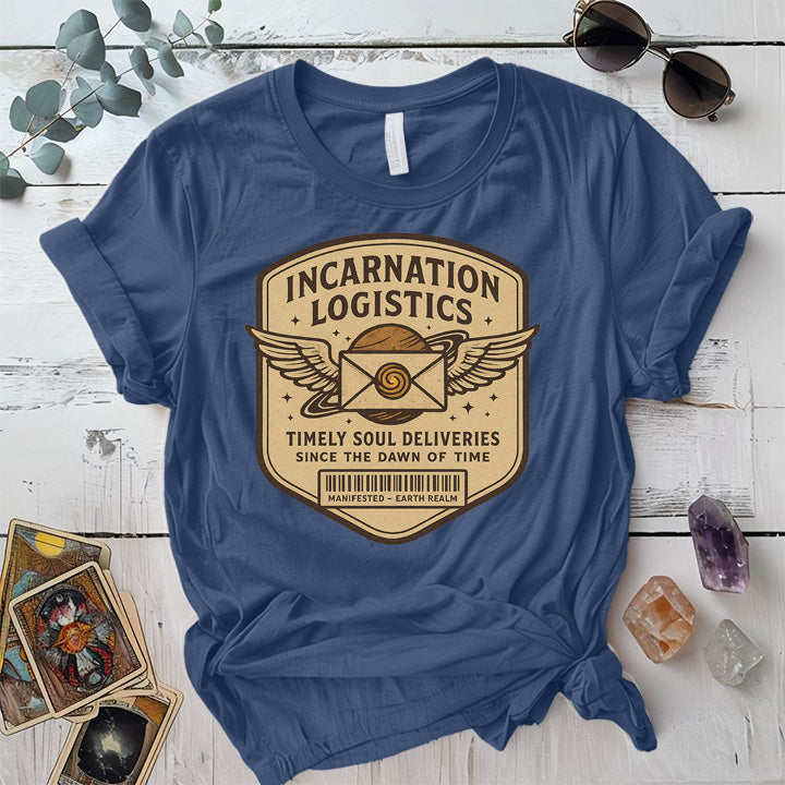 Incarnation Logistics T-Shirt Mockup Indigo Blue