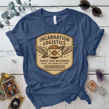 Incarnation Logistics T-Shirt Mockup Indigo Blue
