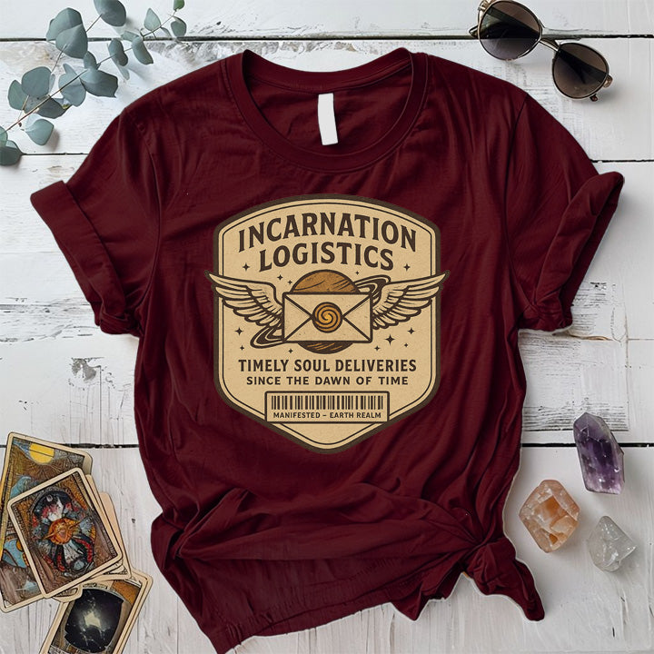 Incarnation Logistics T-Shirt Mockup Maroon