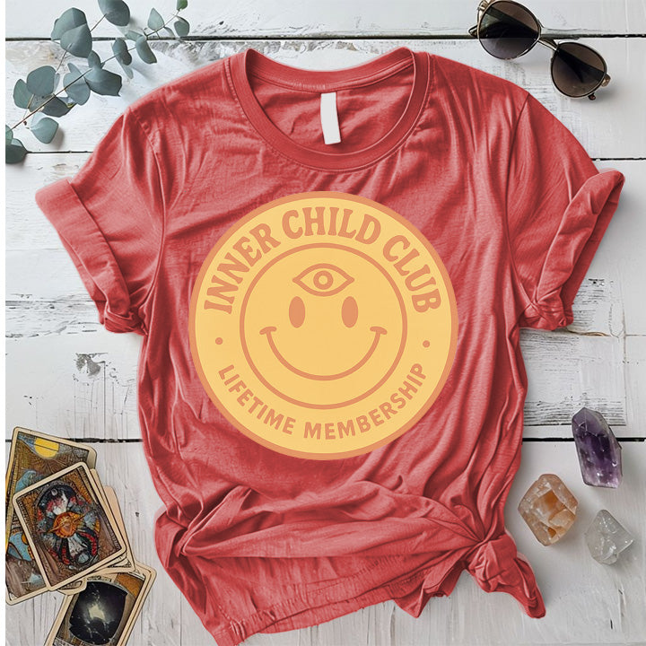 Inner Child Club T-Shirt Mockup Coral Silk