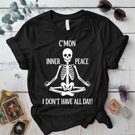 Inner Peace Skeleton T-Shirt Mockup Black