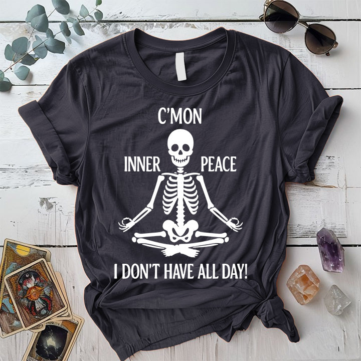 Inner Peace Skeleton T-Shirt Mockup Dark Heather Grey