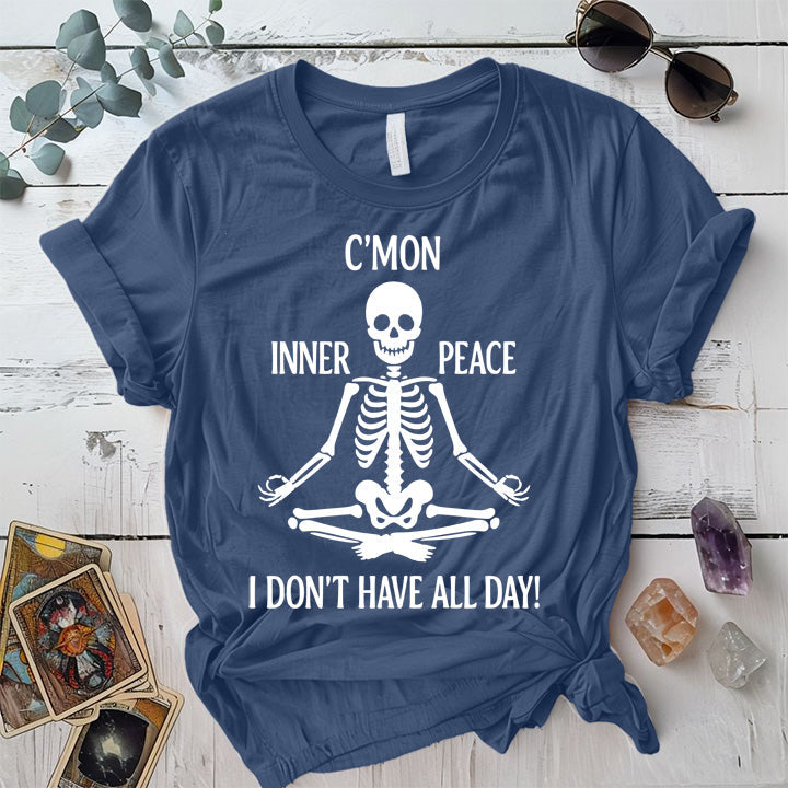 Inner Peace Skeleton T-Shirt Mockup Indigo Blue