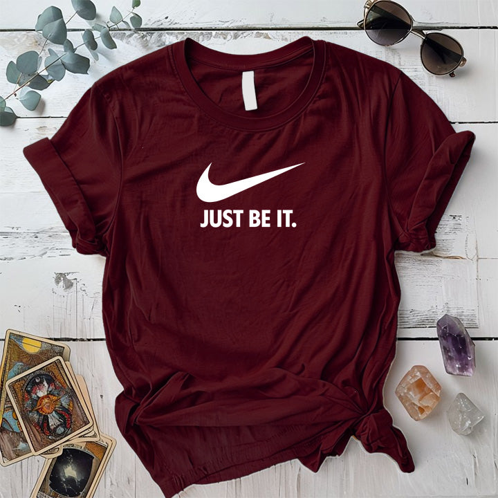 Just Be It T-Shirt Mockup Maroon