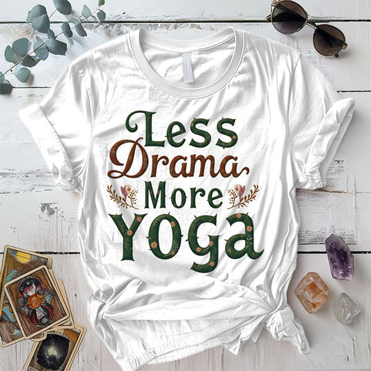 Less Drama More Yoga T-Shirt Mockup White