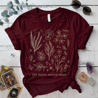 Life Hurt Nature Heals T-Shirt Mockup Military Green