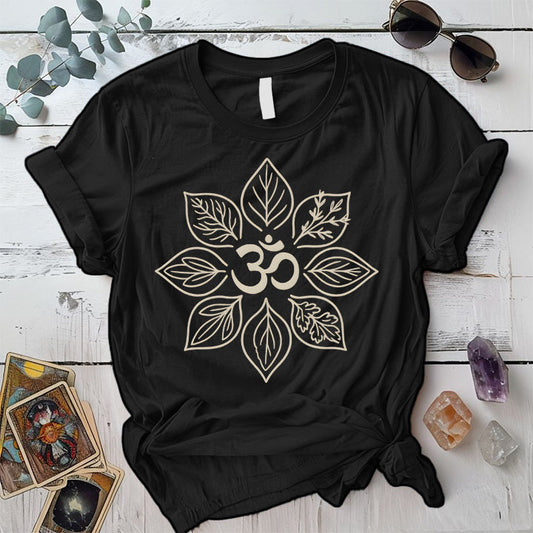 Lotus Herb Mandala T-Shirt Mockup Black