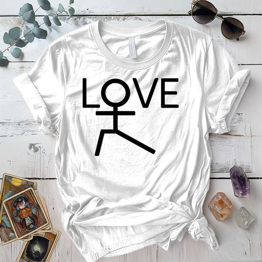 Love Yoga Stick Figure T-Shirt Mockup white