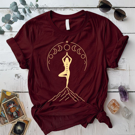 Lunar Goddess Mountain T-Shirt Mockup Maroon