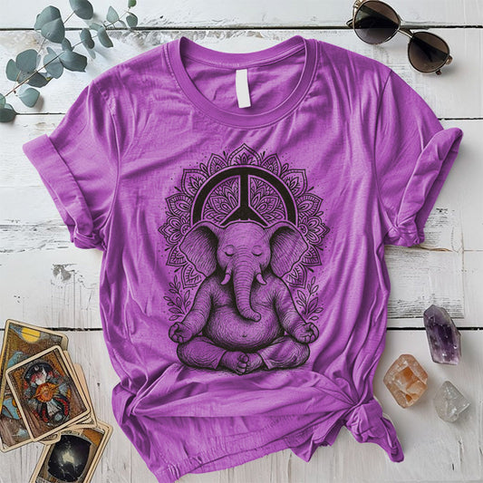 Meditating Elephant Mandala T-Shirt Mockup Heather Radiant Orchid