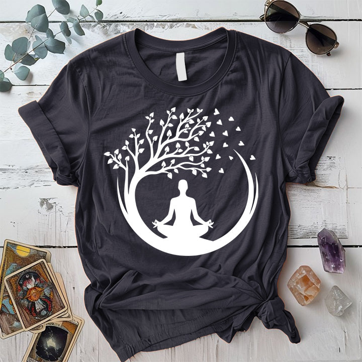Meditation Tree T-Shirt Mockup Dark Heather Grey