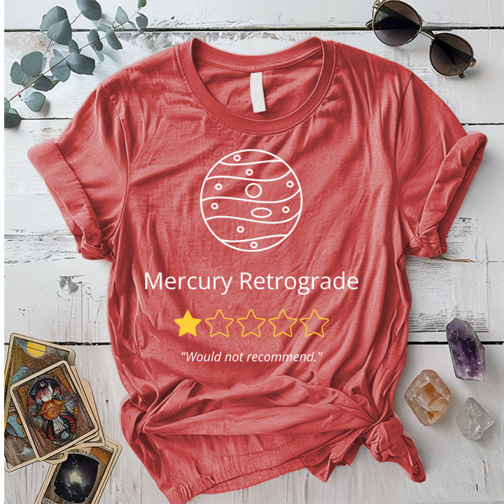 Mercury Retrograde One Star T-Shirt Mockup Coral Silk