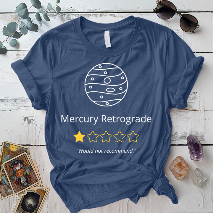 Mercury Retrograde One Star T-Shirt Mockup Indigo Blue
