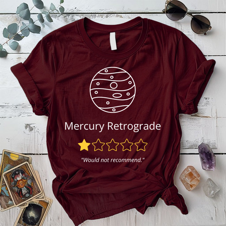 Mercury Retrograde One Star T-Shirt Mockup Maroon