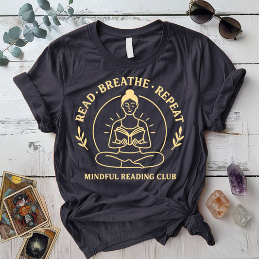 Mindful Reading Club T-Shirt Mockup Dark Heather Grey