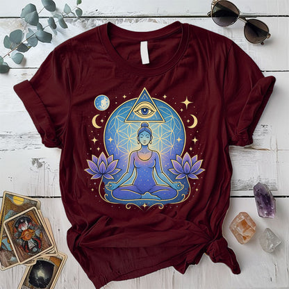 Moon Meditation T-Shirt Mockup Maroon