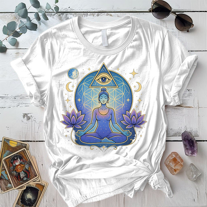 Moon Meditation T-Shirt Mockup White