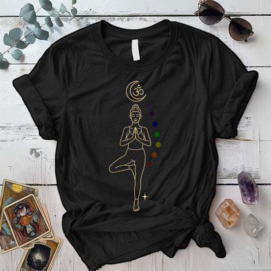 Moonlit Chakra Flow T-Shirt Mockup Black