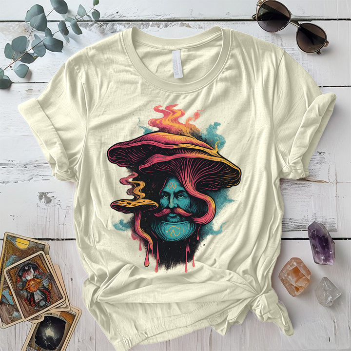 Mushroom Man Face T-Shirt Mockup Natural