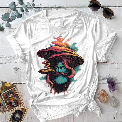 Mushroom Man Face T-Shirt Mockup White