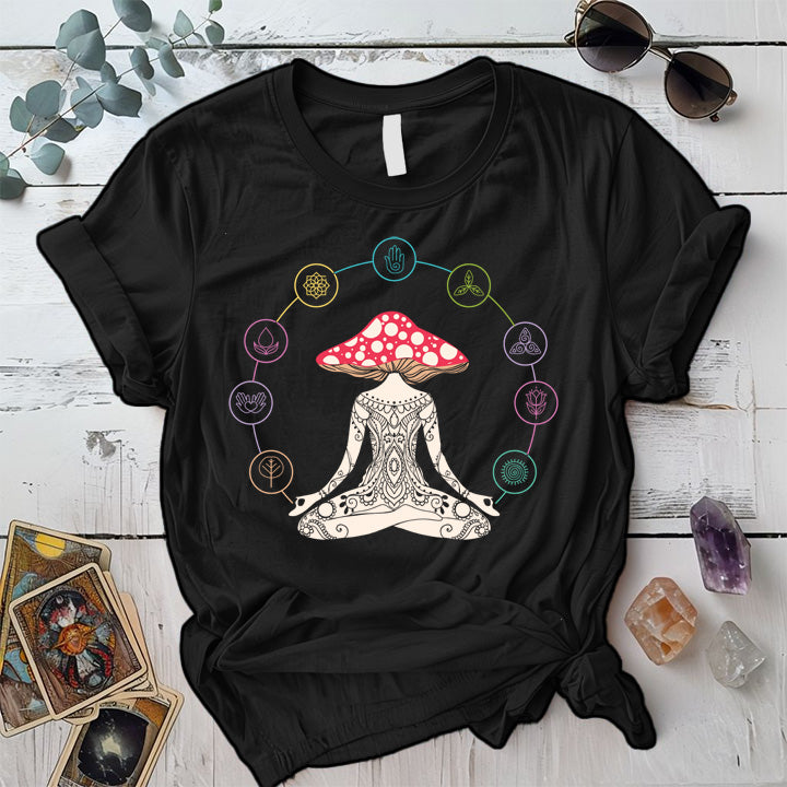 Mushroom Woman T-Shirt Mockup Black