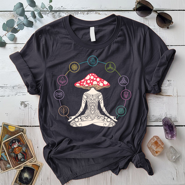 Mushroom Woman T-Shirt Mockup Dark Heather Grey