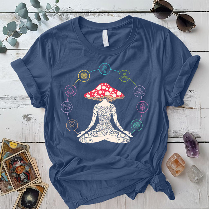 Mushroom Woman T-Shirt Mockup Indigo Blue