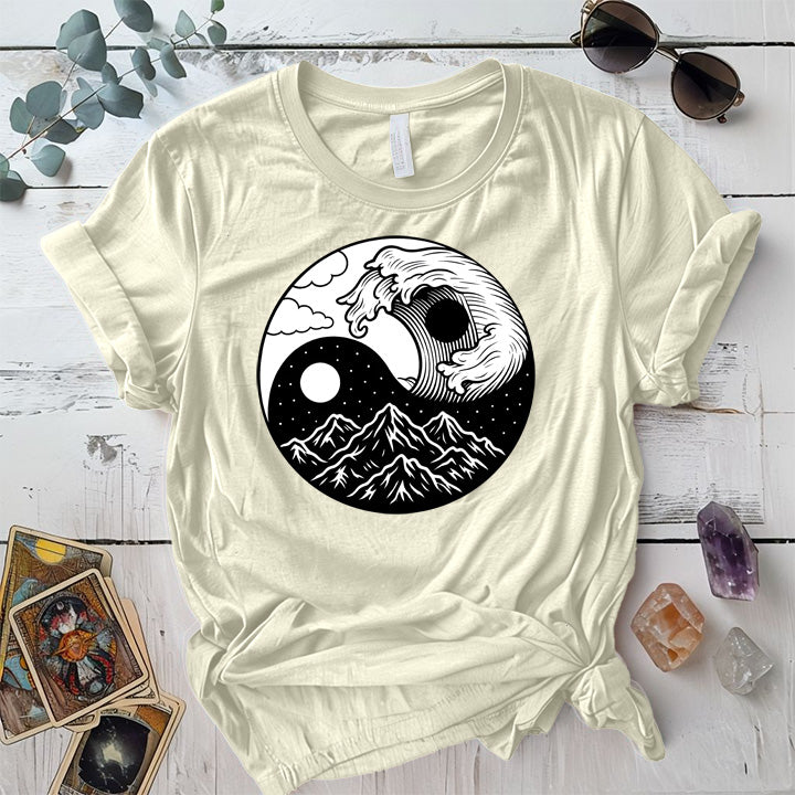 Mystic Tides and Peaks T-Shirt Mockup Natural