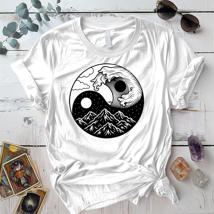 Mystic Tides and Peaks T-Shirt Mockup White