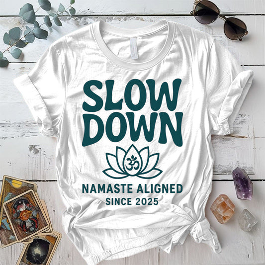 Namaste Aligned T-Shirt Mockup White