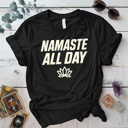 Namaste All Day T-Shirt Mockup Black
