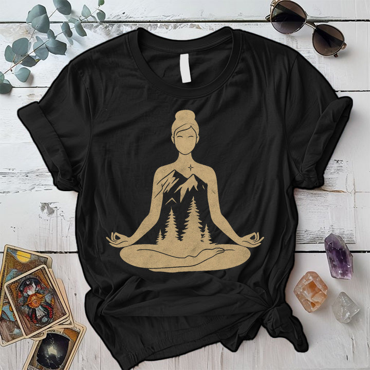 Nighttime Meditation T-Shirt Mockup Black