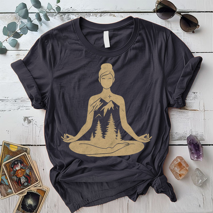 Nighttime Meditation T-Shirt Mockup Dark Heather Grey