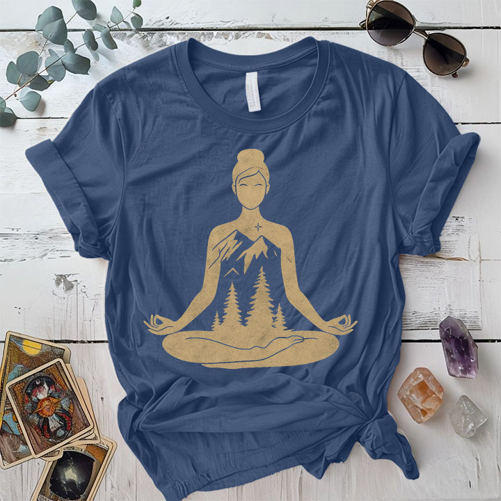 Nighttime Meditation T-Shirt Mockup Indigo Blue
