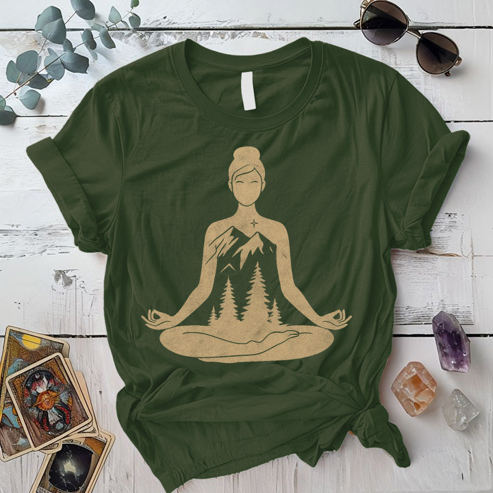 Nighttime Meditation T-Shirt Mockup Military Green