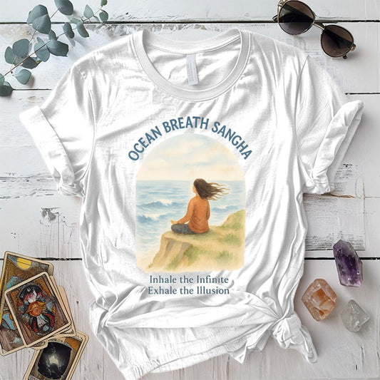 Ocean Breath Sangha T-Shirt Mockup White