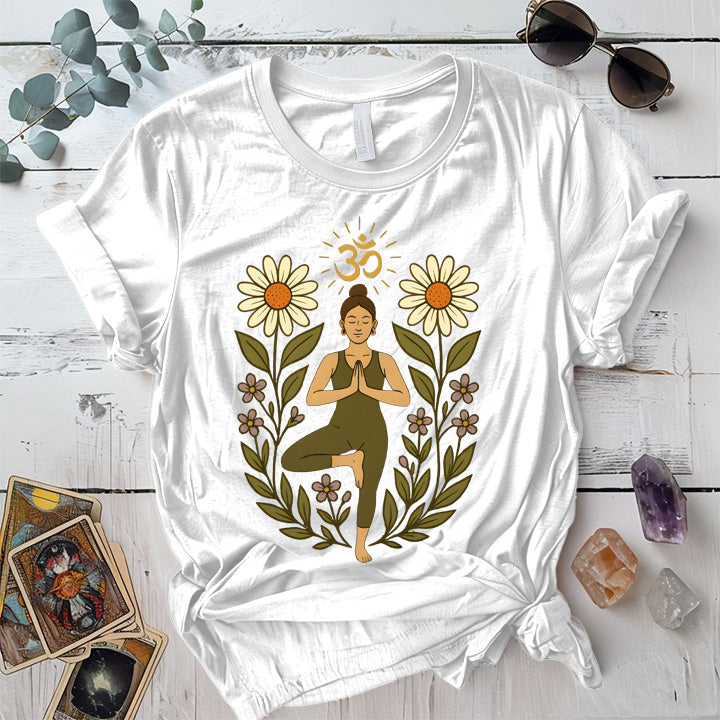 Om Bloom Serenity T-Shirt Mockup White